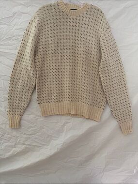 Vintage Men's Kuppenheimer Cream Speckled Knit Crewneck Wool Blend  Sweater